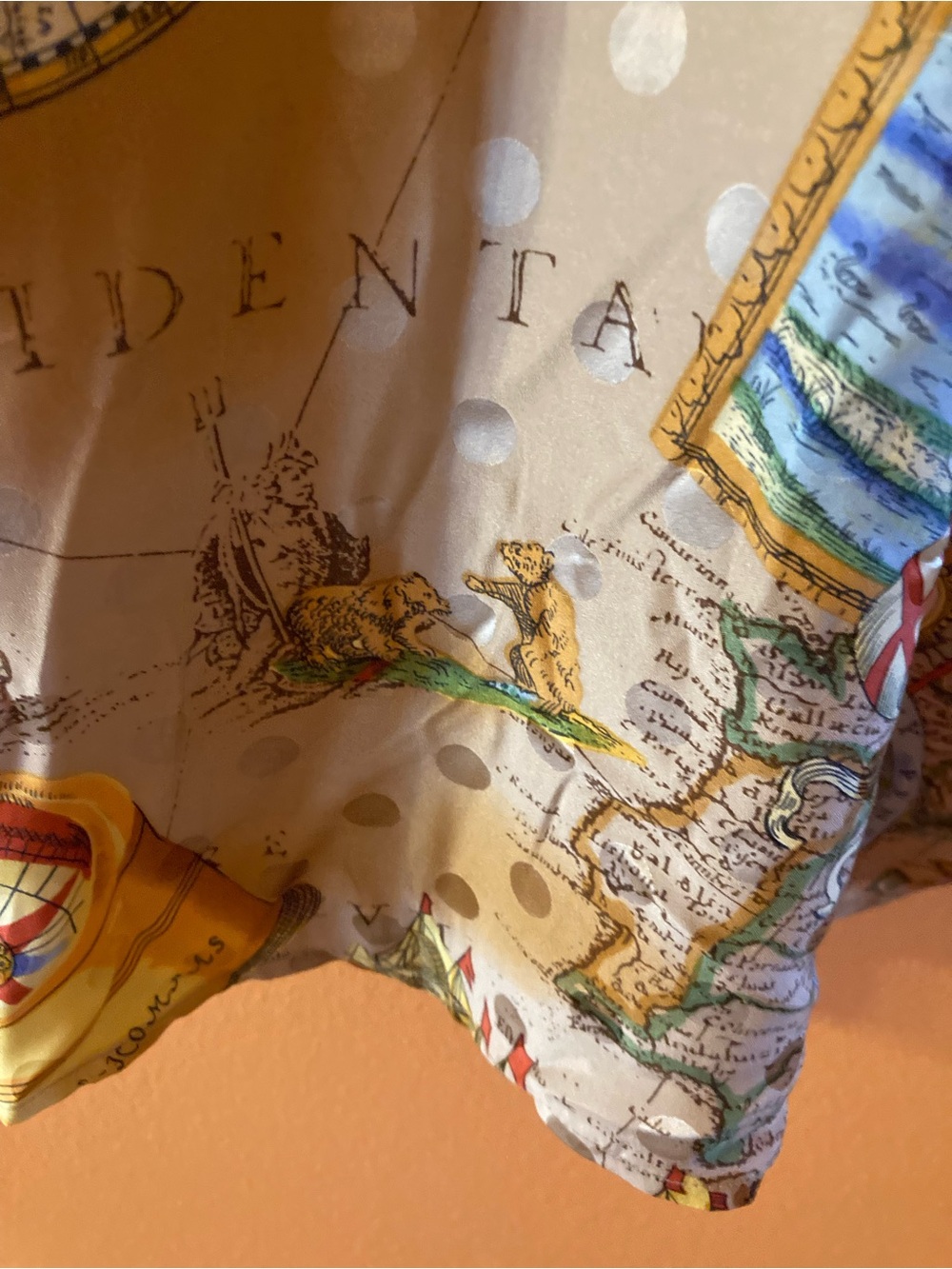 Map-Print Button-Up Blouse in Beige and Multicolor - Picture 5 of 10